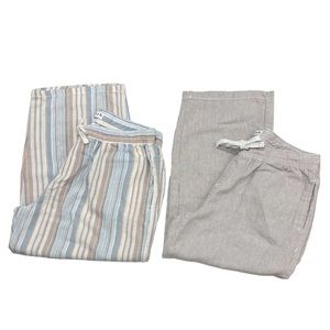 Linen Blend Cropped Capri Pants (2 Pair Bundle) Size Small